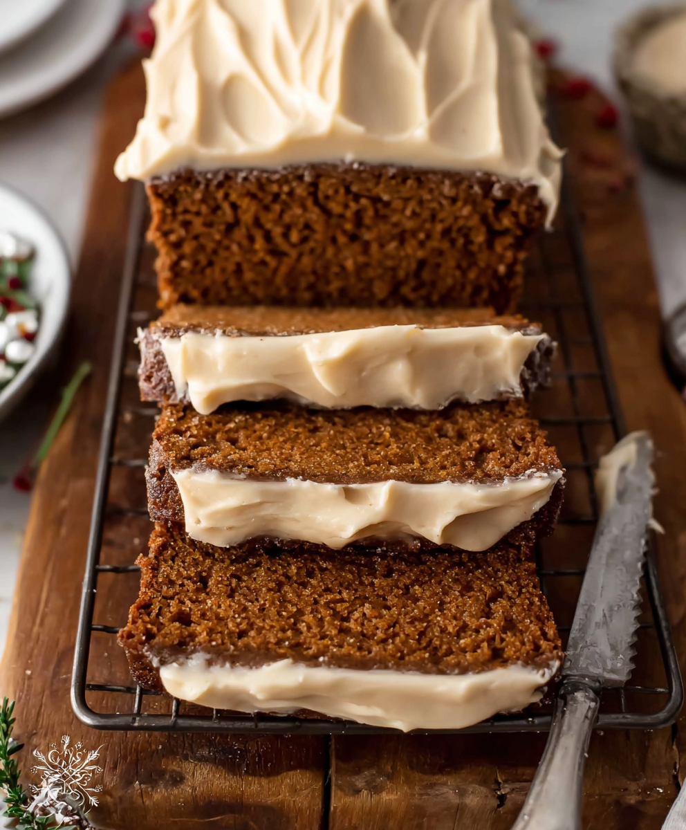 Gingerbread Loaf with Brown Butter Cream Cheese Frosting