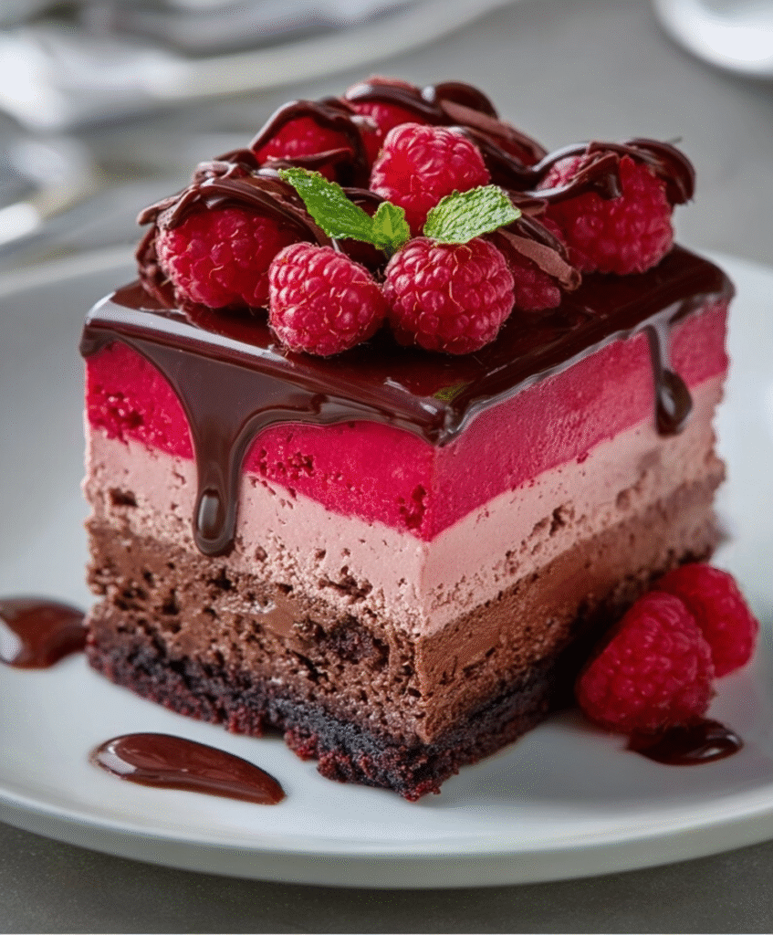 Heavenly Raspberry Chocolate Mousse Cake
