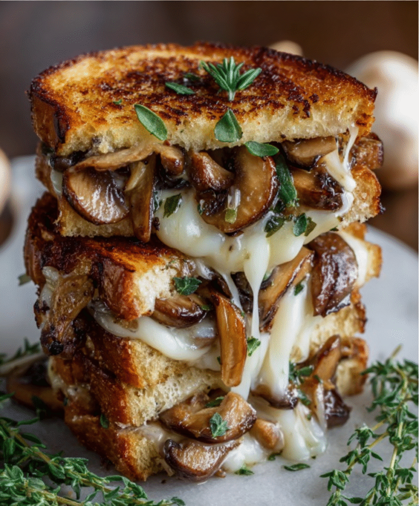 Mushroom Onion Gouda Grilled Cheese