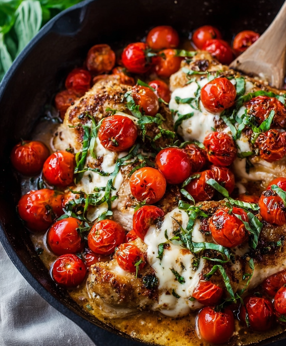 One-Skillet Baked Caprese Chicken