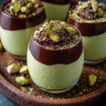 Pistachio Mousse with Chocolate Ganache Cups