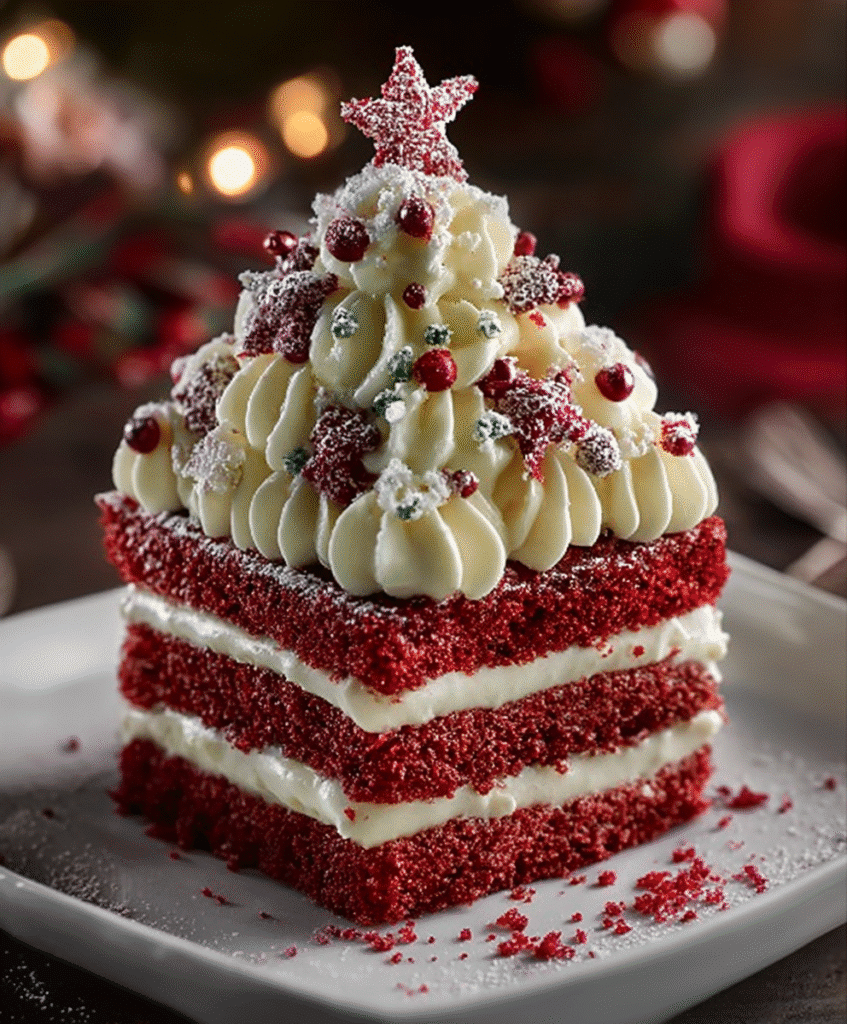 Red Velvet Christmas Tree Layer Cake