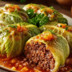 Savory Cabbage Rolls with Spiced Beef & Rice