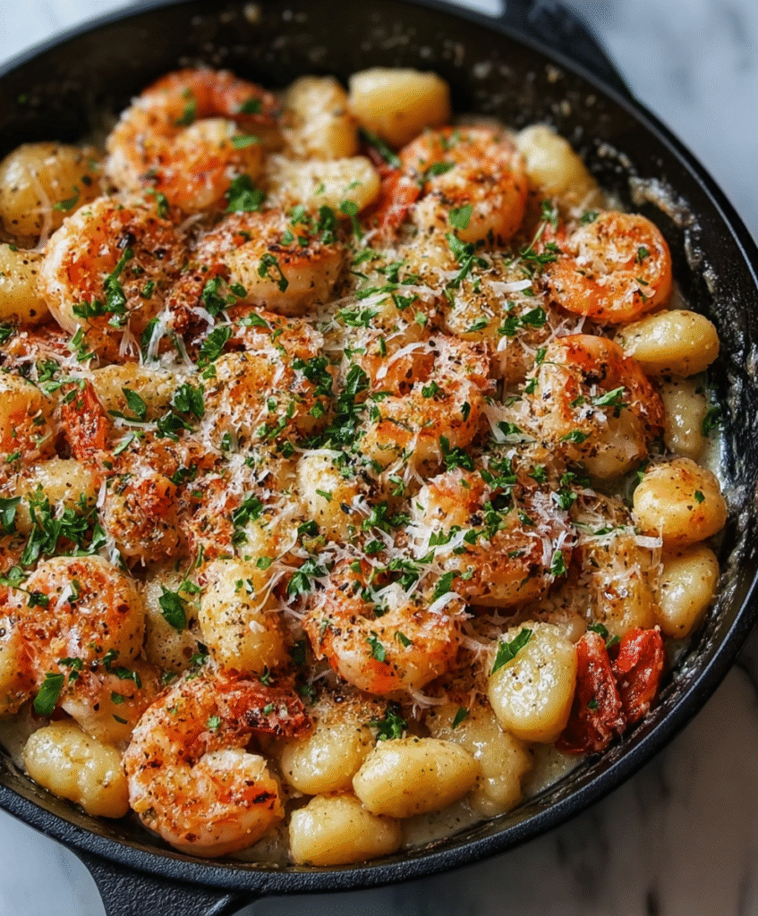 Shrimp & Gnocchi with Garlic Parmesan