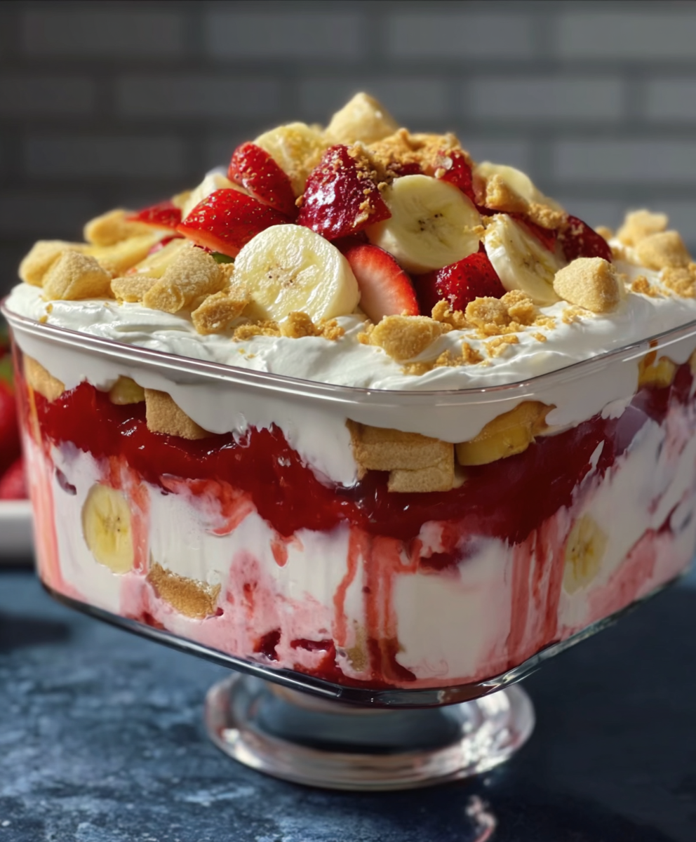 Strawberry Banana Pudding Layer Delight