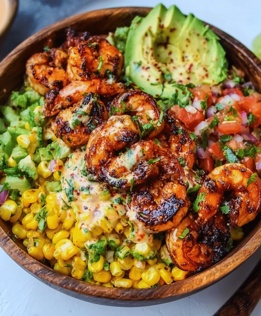 Zesty Grilled Shrimp Bowl with Corn Salsa & Avocado