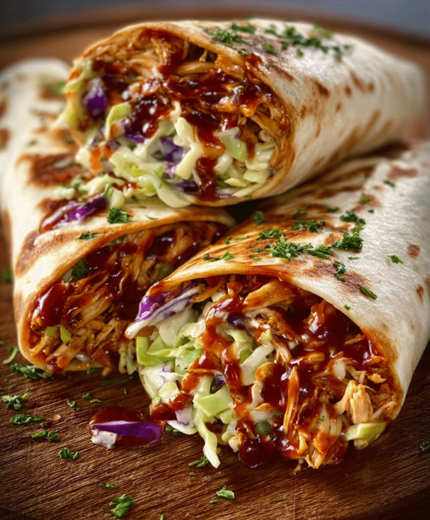 BBQ Chicken Coleslaw Wraps