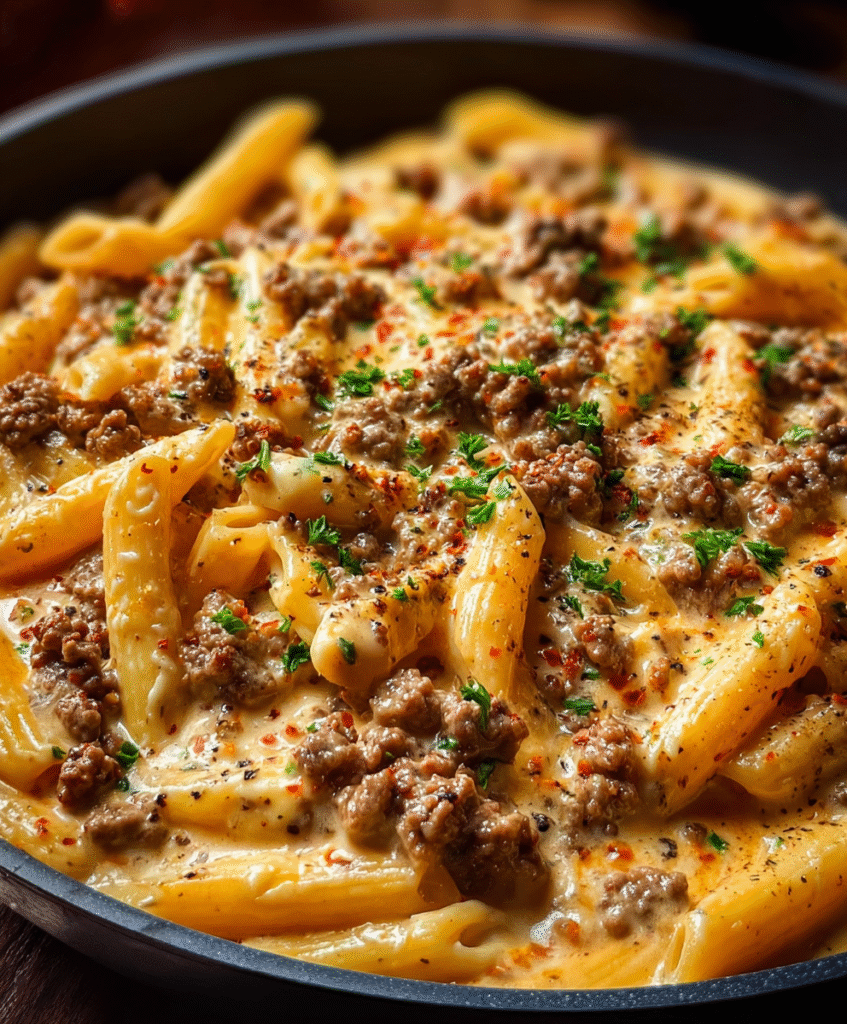 Cozy Skillet Creamy Beef Pasta