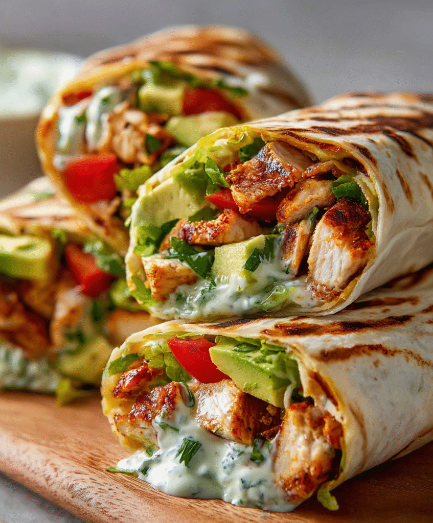 Creamy Chicken Avocado Ranch Burritos