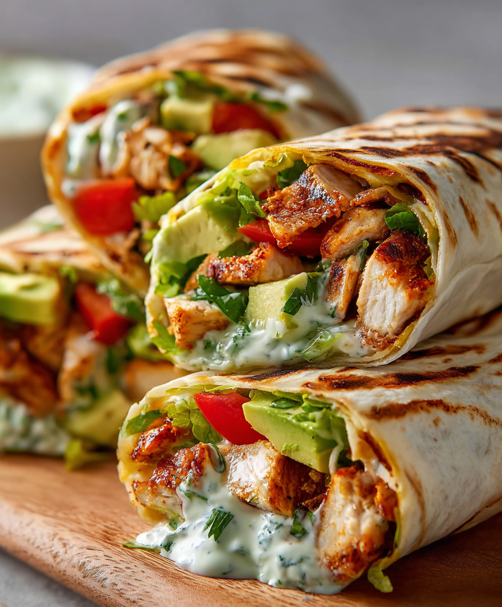 Creamy Chicken Avocado Ranch Burritos
