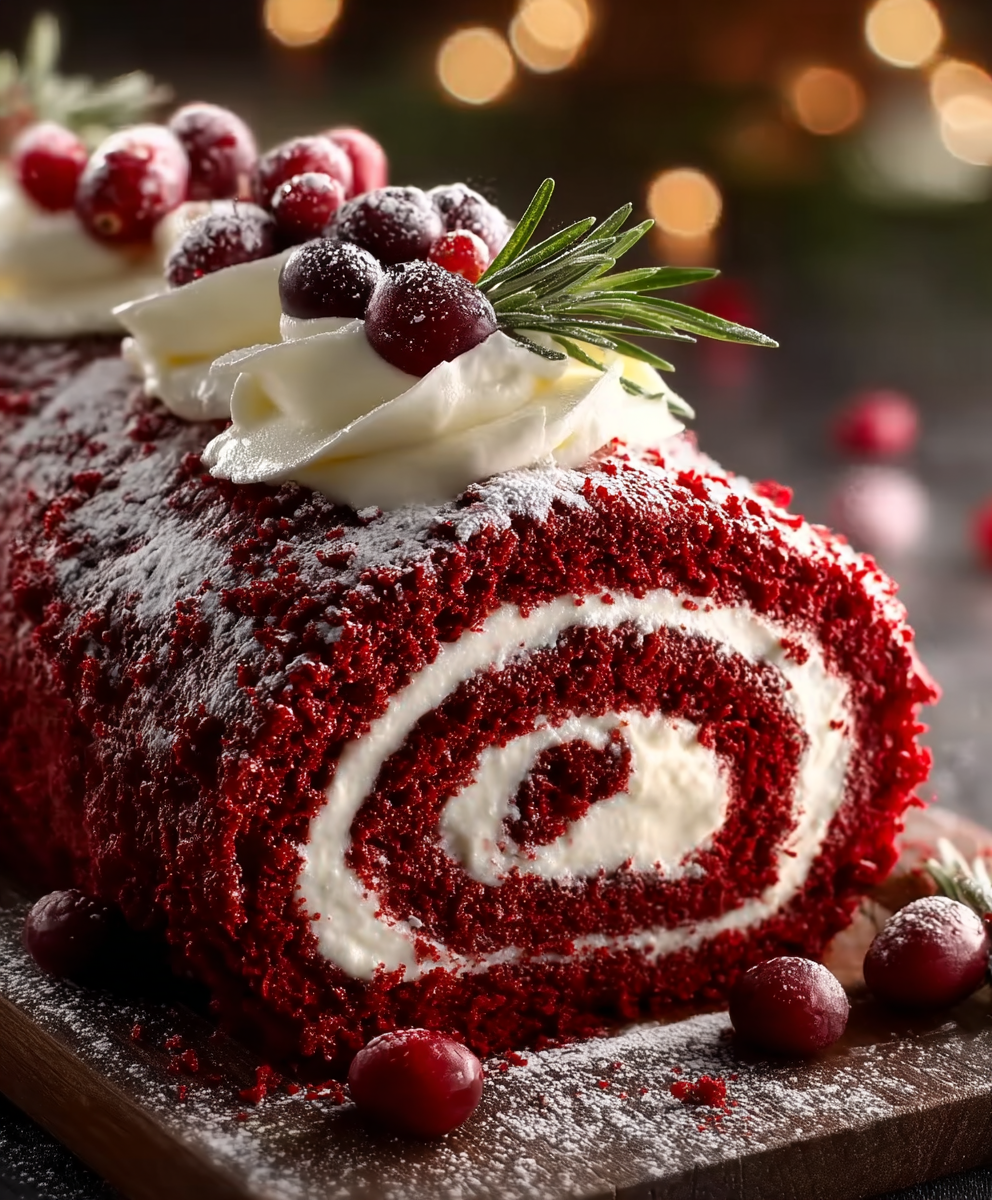Decadent Red Velvet Yule Log