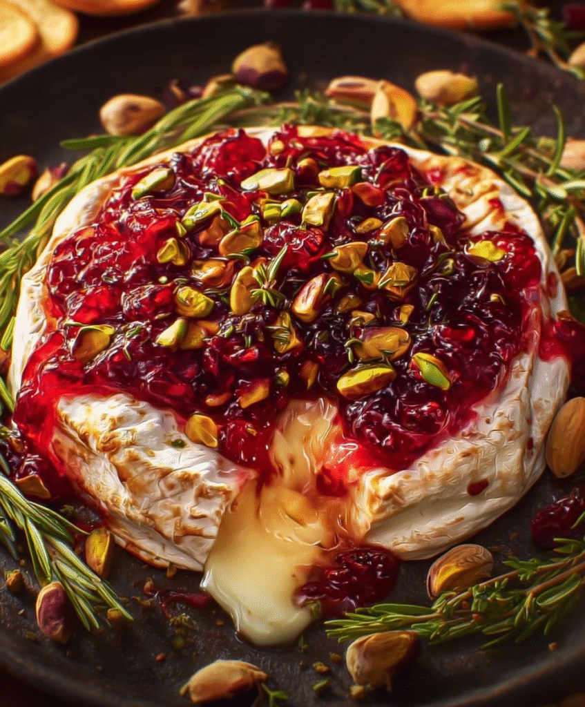 Easy Baked Brie with Cranberries & Pistachios