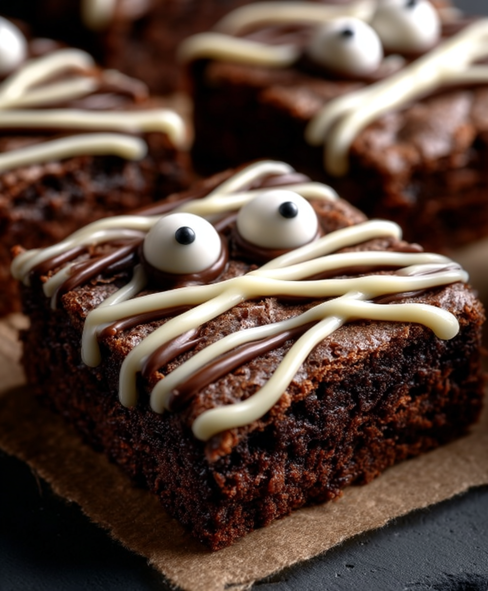 Easy Halloween Mummy Brownies