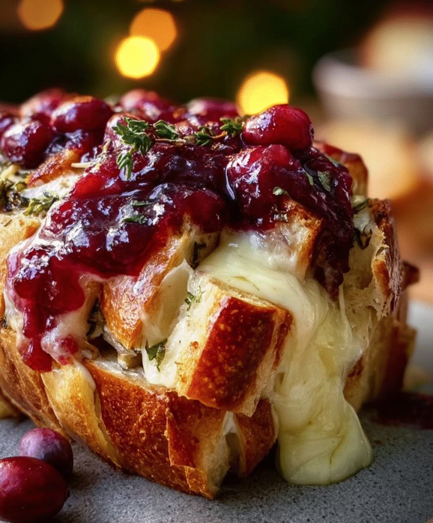 Festive Pull-Apart Sourdough with Brie & Cranberry Glaze