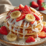 Fluffy Strawberry Banana Pancakes