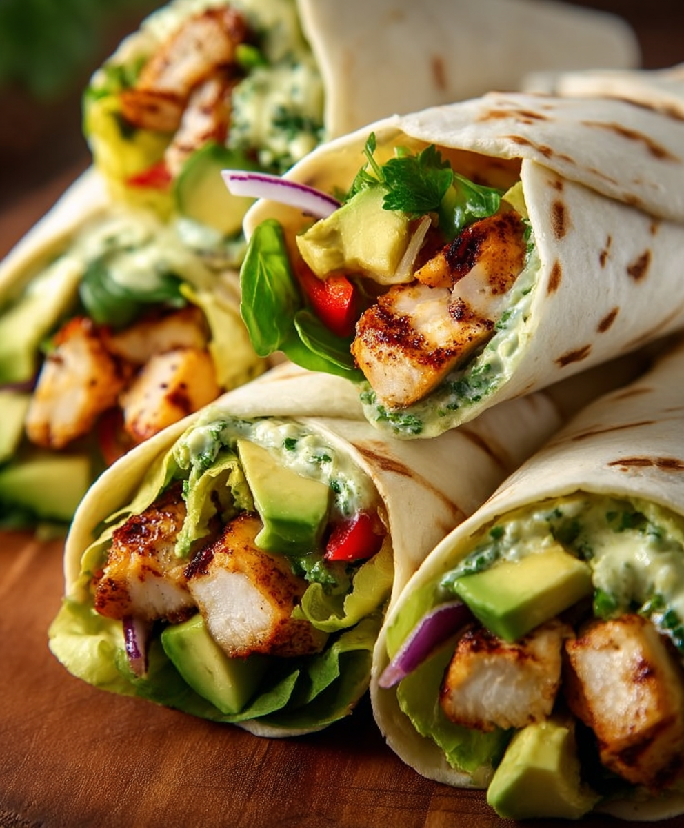 Fresh & Creamy Chicken Avocado Wraps