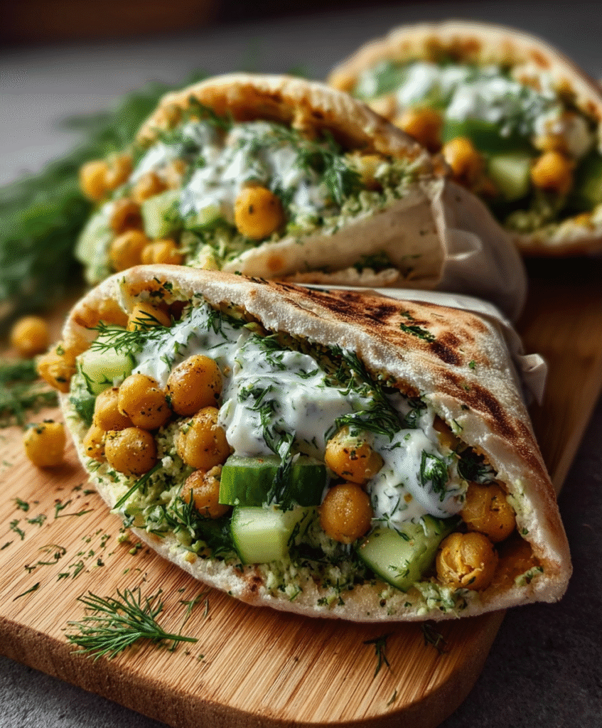 Fresh Cucumber & Chickpea Stuffed Pita Pockets