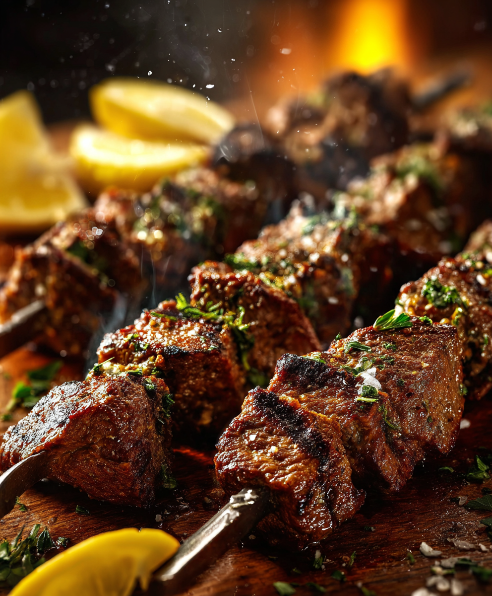 Greek Beef Souvlaki Skewers