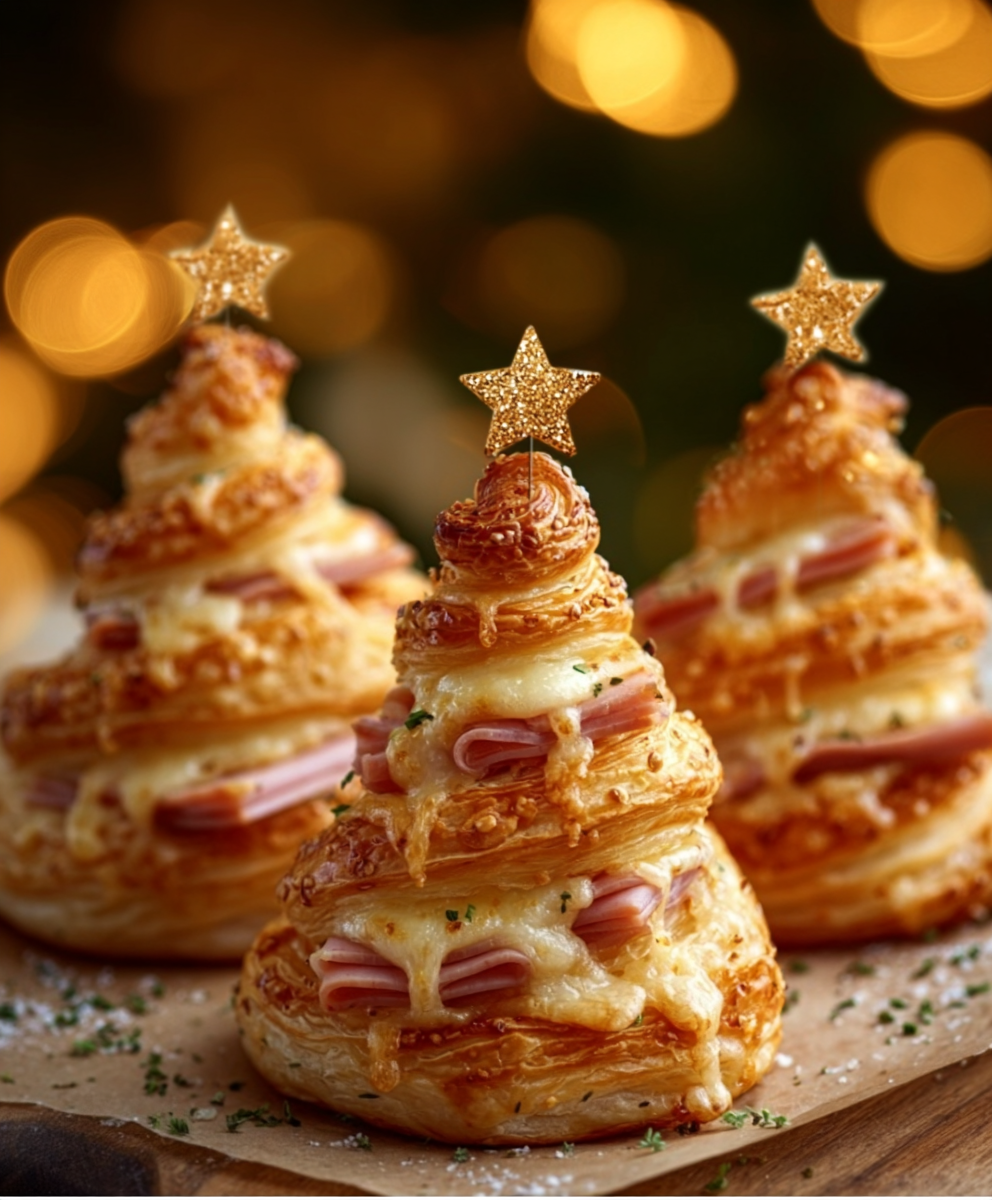 Ham & Cheese Puff Pastry Christmas Trees