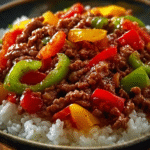 Healthy Beef & Pepper Rice Bowl