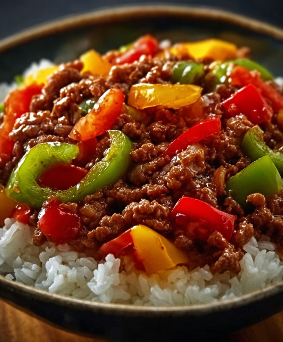 Healthy Beef & Pepper Rice Bowl