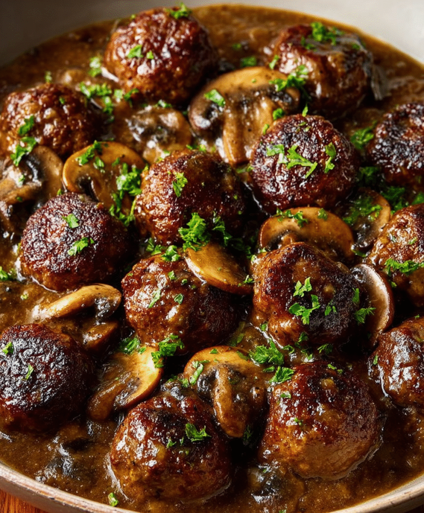 Salisbury Steak Meatballs with Mushroom Gravy