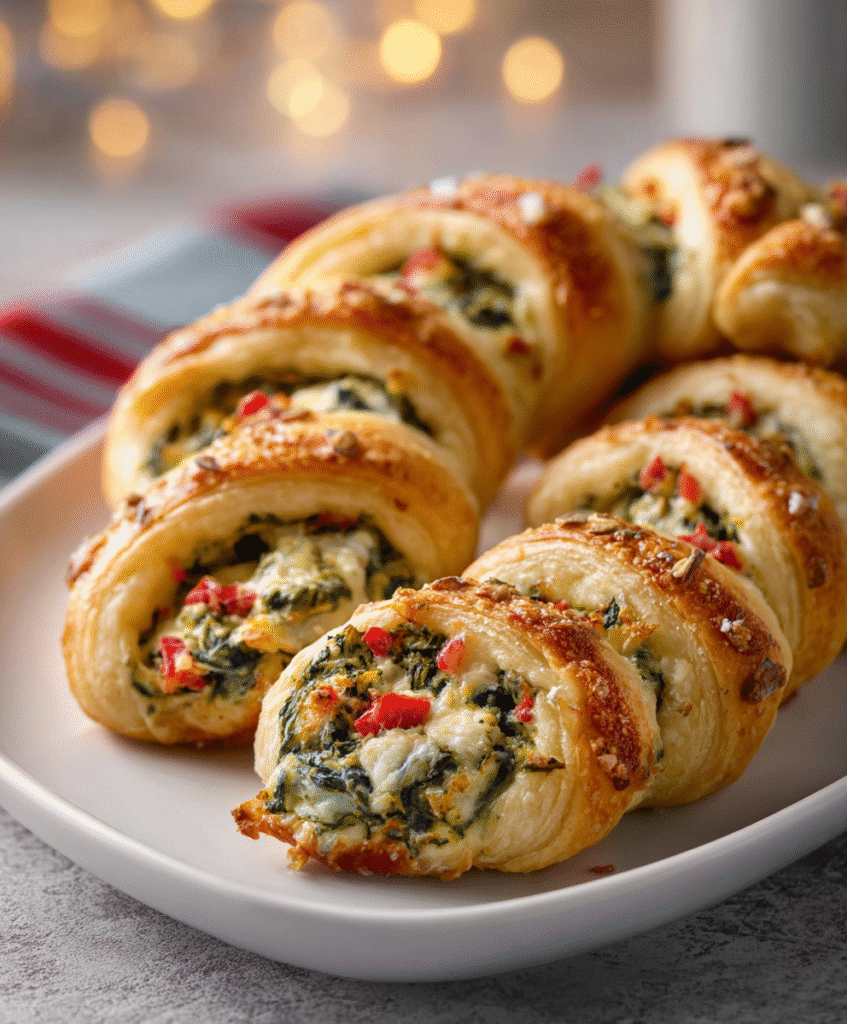Spinach–Artichoke Crescent Candy Cane Pull-Apart