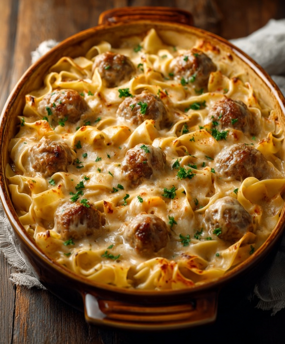 Swedish Meatball Noodle Bake
