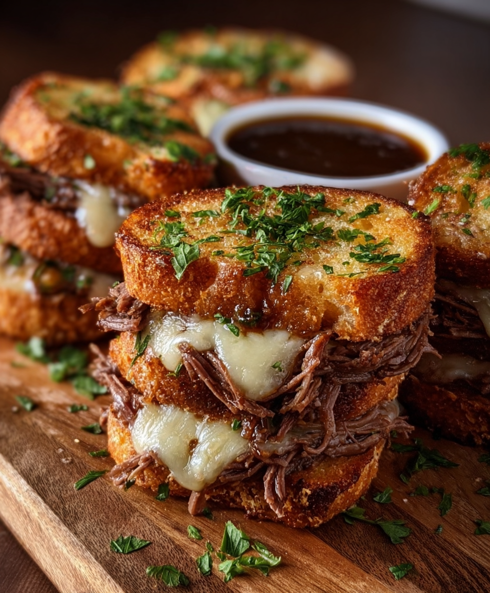 Texas Toast French Dip Stacks with Rich Au Jus
