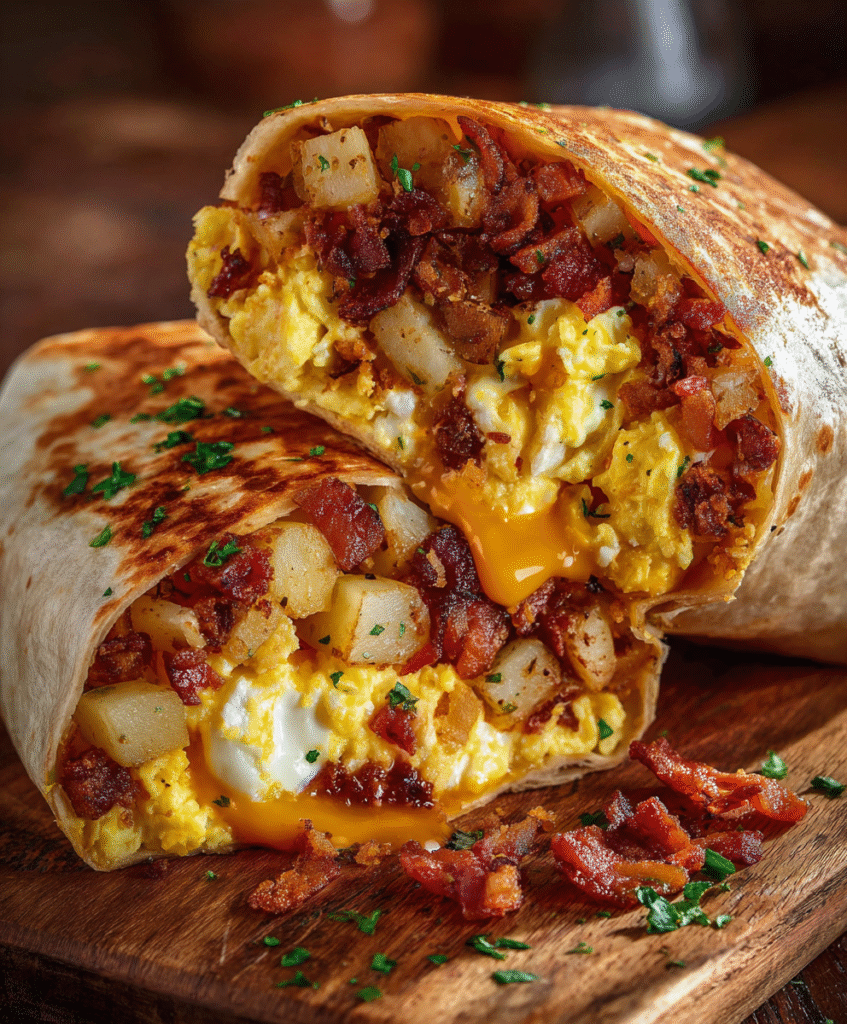 Ultimate Cheesy Bacon Breakfast Burrito