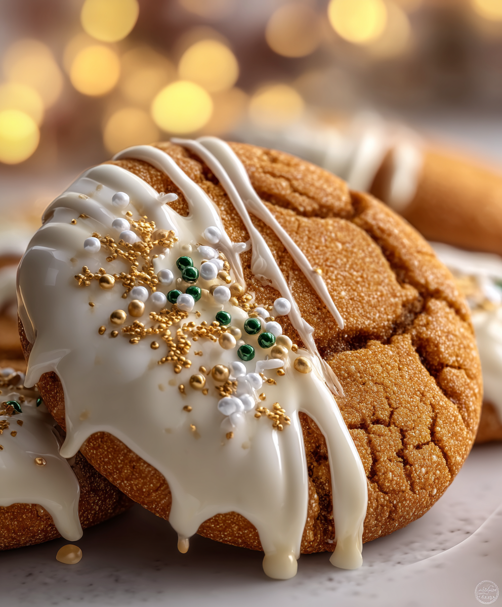 White Chocolate–Dipped Molasses Cookies