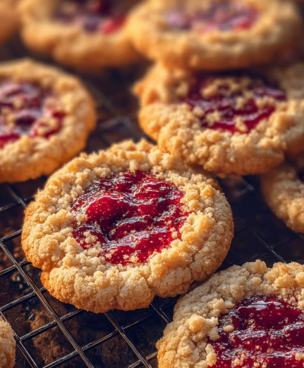 Buttery Raspberry Crumble Jam Cookies