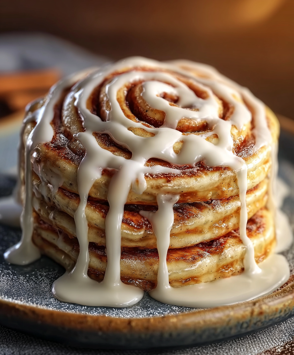 Cinnamon Roll Swirl Pancakes
