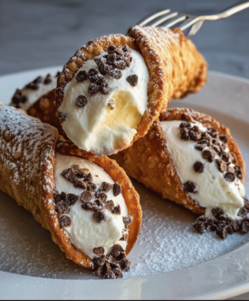 Classic Crispy Cannoli with Creamy Ricotta Filling