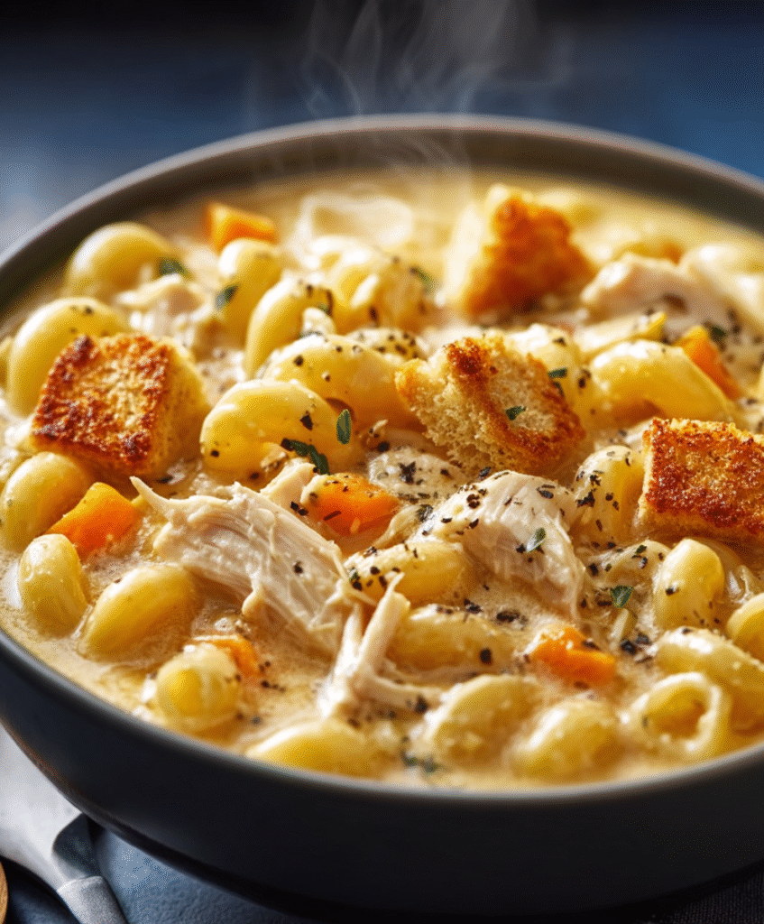 Cozy Creamy Chicken Mac & Cheese Soup