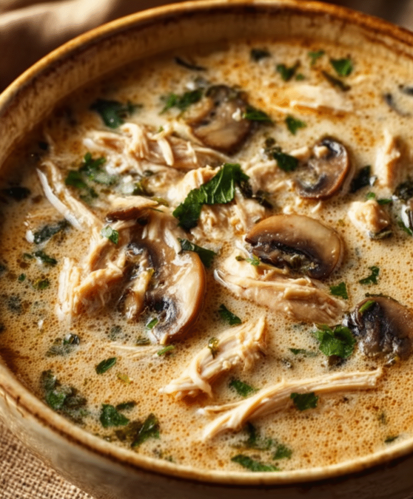 Cozy Creamy Rotisserie Chicken & Mushroom Soup