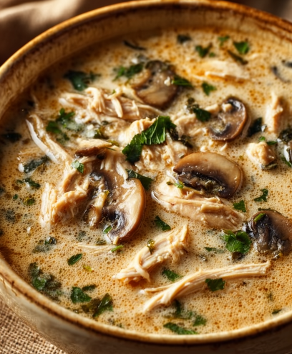 Cozy Creamy Rotisserie Chicken & Mushroom Soup