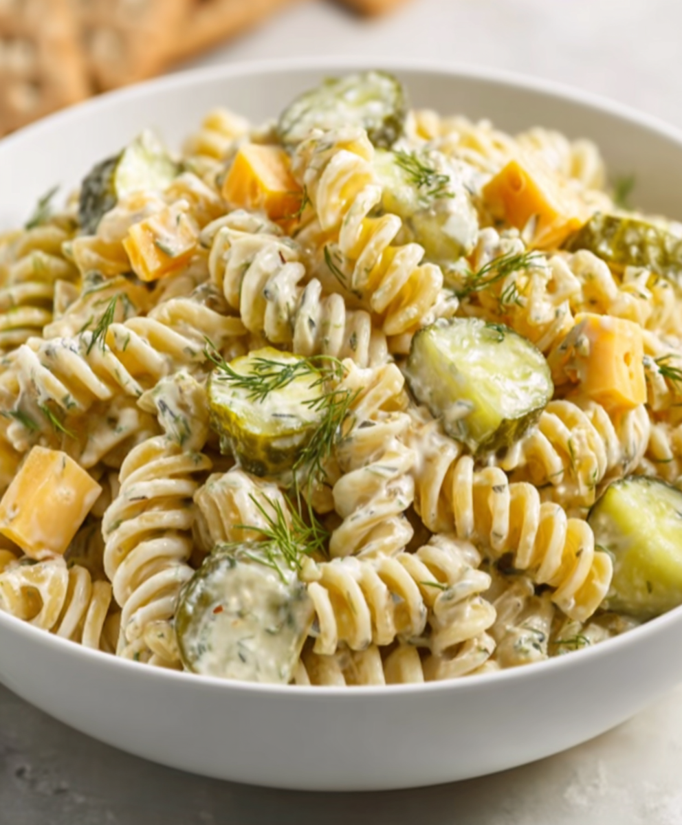 Creamy Dill Pickle Crunch Pasta Salad