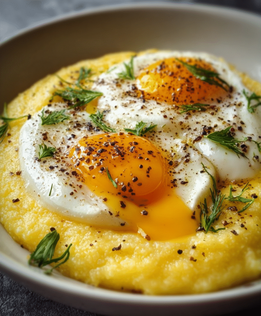 Creamy Parmesan Polenta with Poached Eggs
