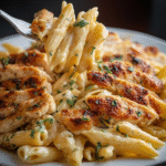 Creamy Penne Pasta with Crispy Chicken