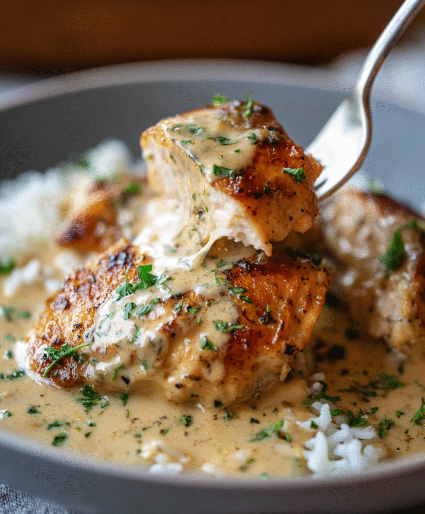 Creamy Smothered Chicken & Rice