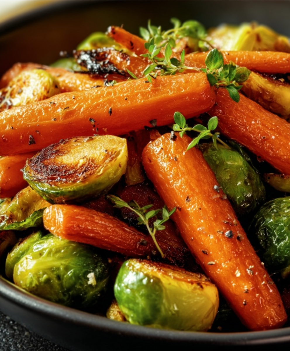 Crispy Maple-Glazed Carrots & Brussels Sprouts