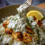 Dump-and-Bake Chicken Tzatziki Rice