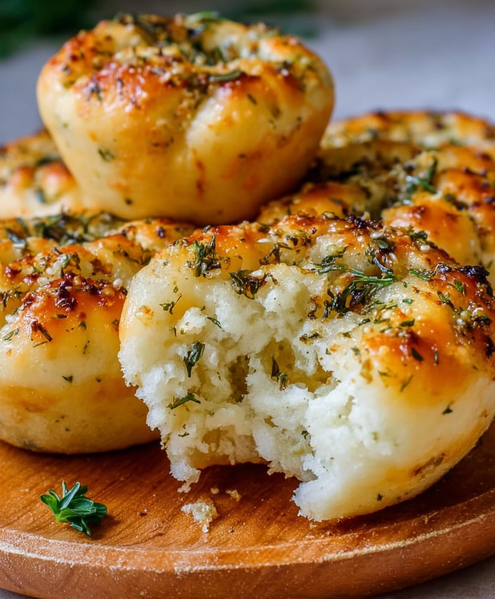 Golden Garlic Rosemary Focaccia Muffins