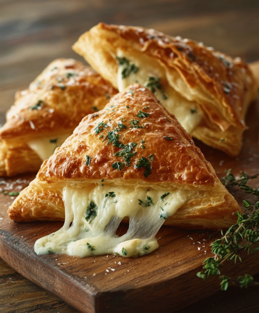 Golden Savory Cheese & Herb Puff Triangles