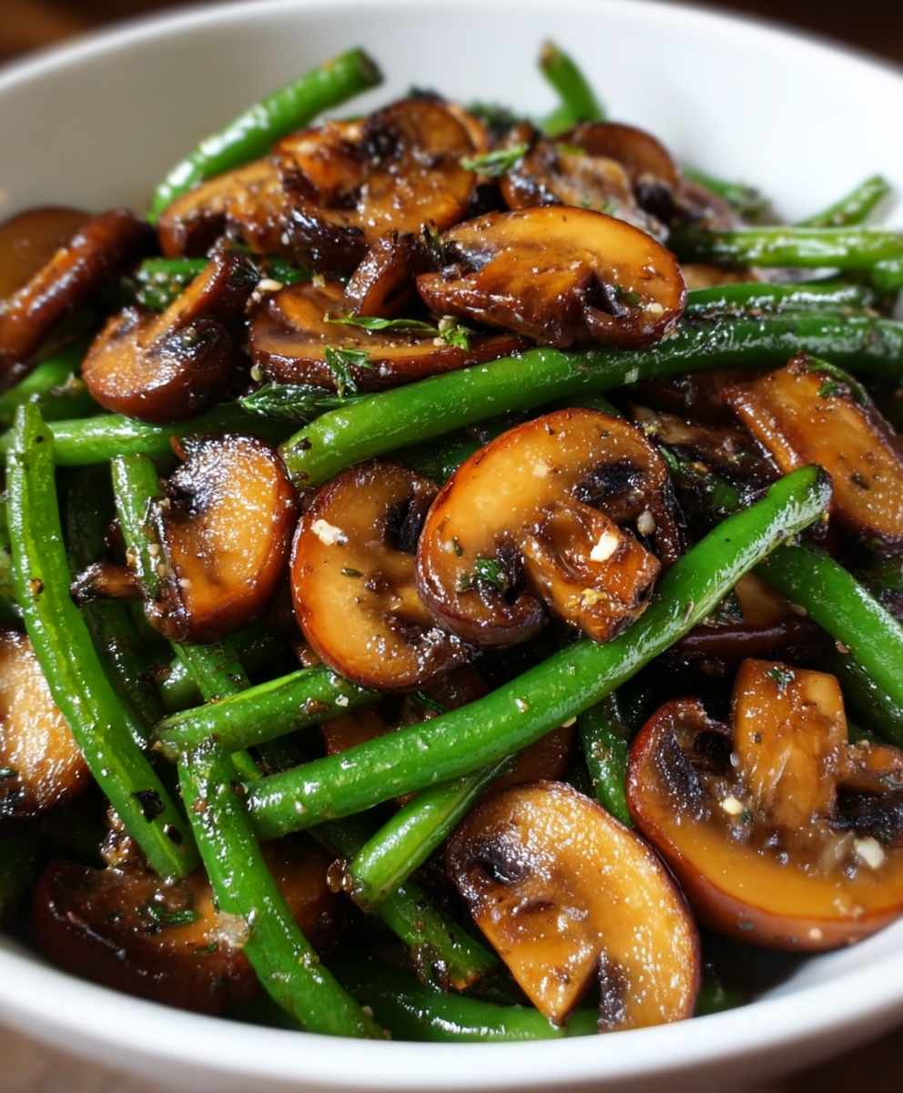 Irresistible Sautéed Mushrooms & Green Beans
