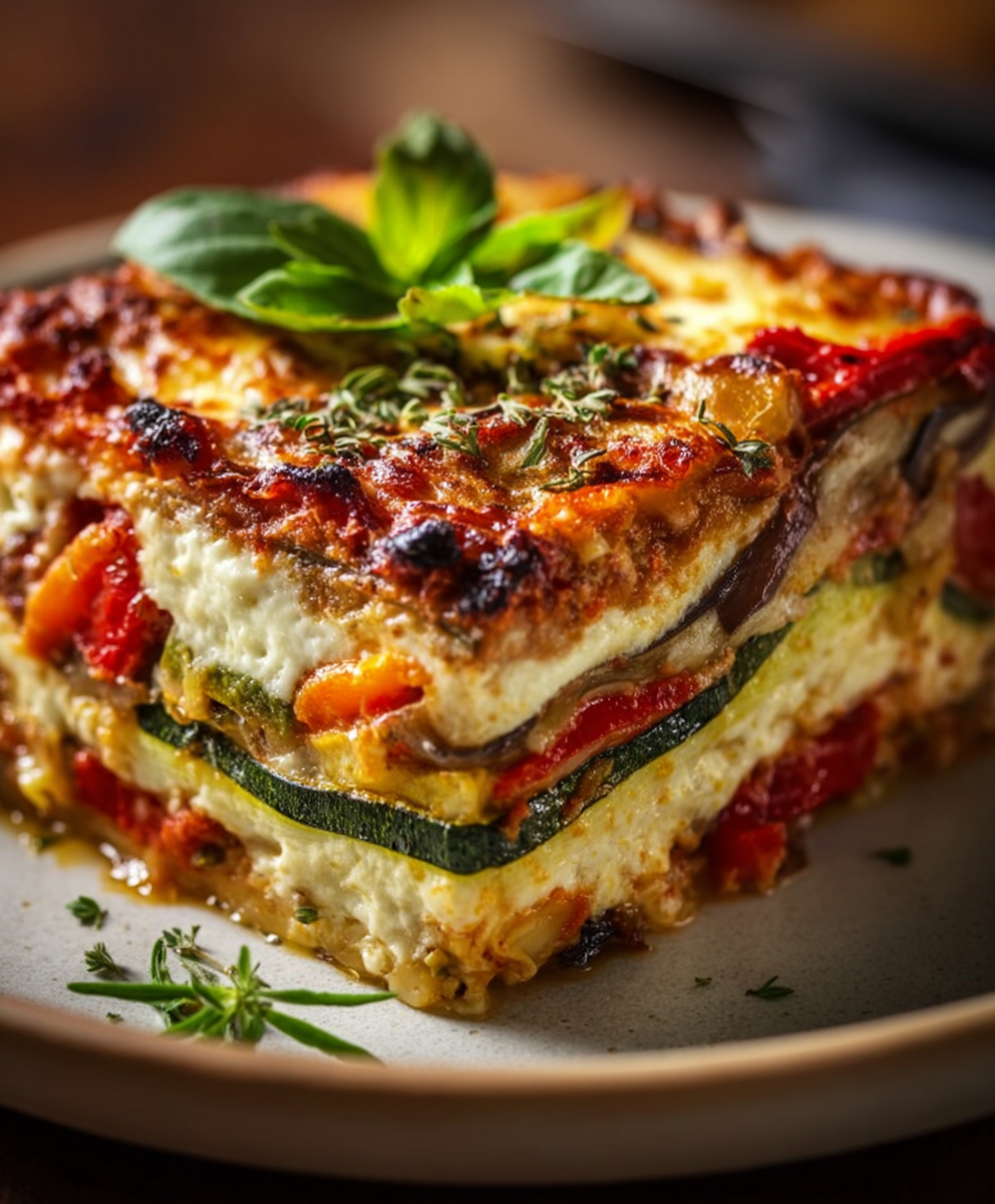 Layered Mediterranean Vegetable Lasagna with Creamy Ricotta