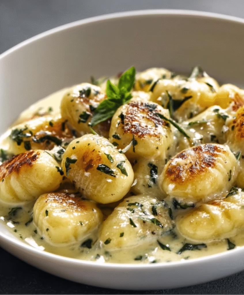 Millionaire Gnocchi with Creamy Garlic Sauce