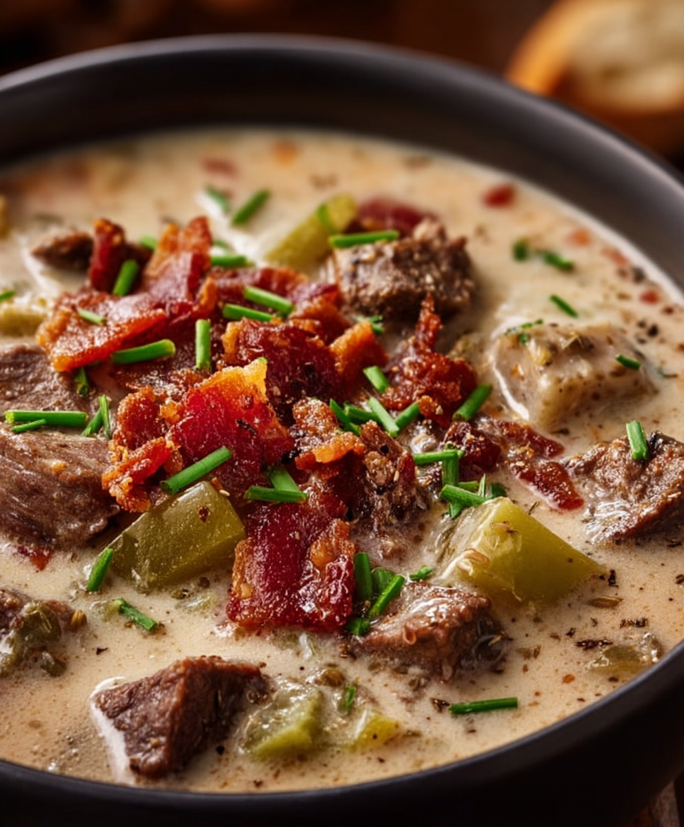 One-Pot Philly Cheesesteak Soup
