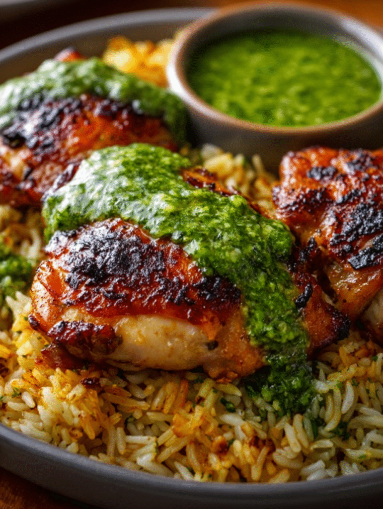 Peruvian Chicken & Rice with Creamy Green Sauce